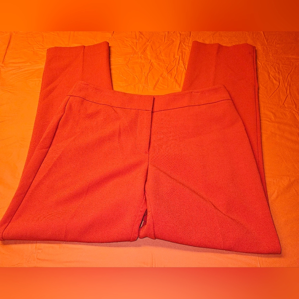 Ann Taylor Curvy Blood Red Slacks Flat Front sz6 Slide/Zip Closure E.U.C.